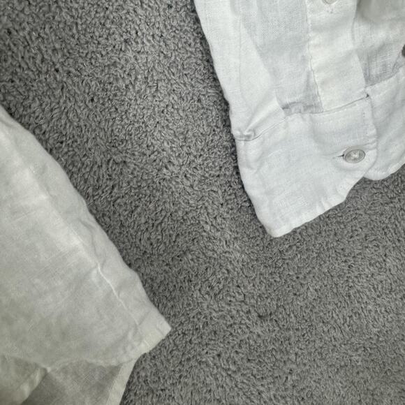 Cubavera Shirt Mens Large White 100% Linen Band Collar Long Sleeve Embroidered - Picture 6 of 10